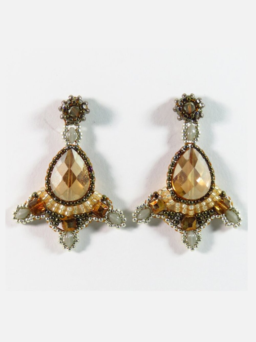 Amber crystal and glass earrings